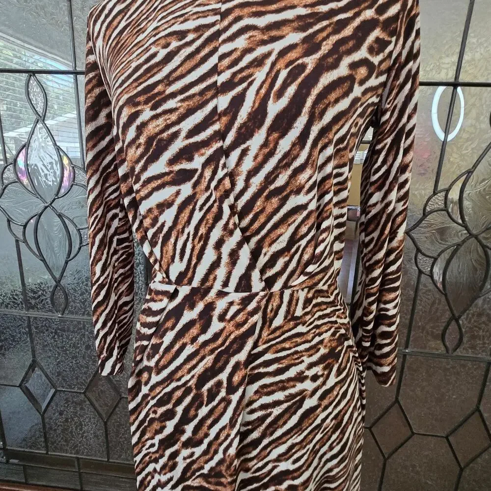 Michael Kors Leopard Print Dress. Women’s Size S Brown Black Long Sleeve